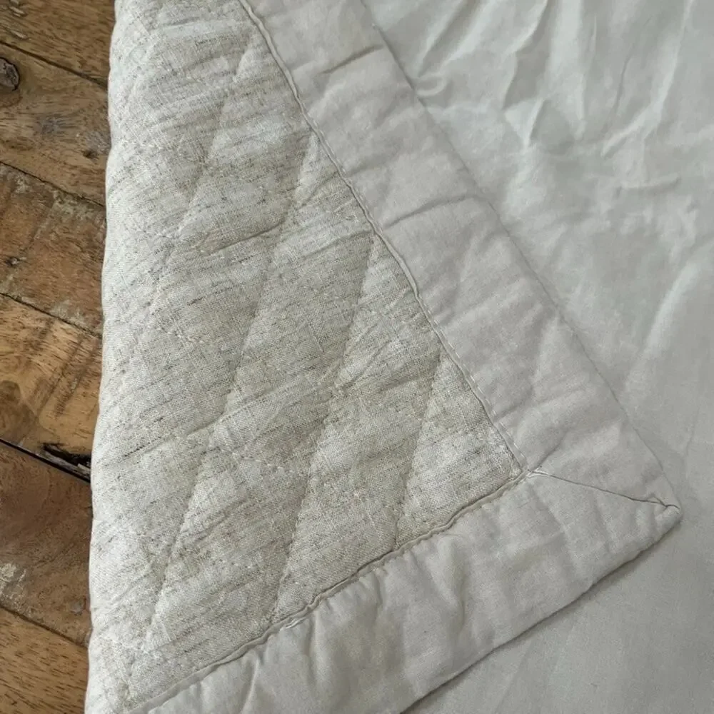 Unbranded White Linen Quilted Single Pillow Sham 38